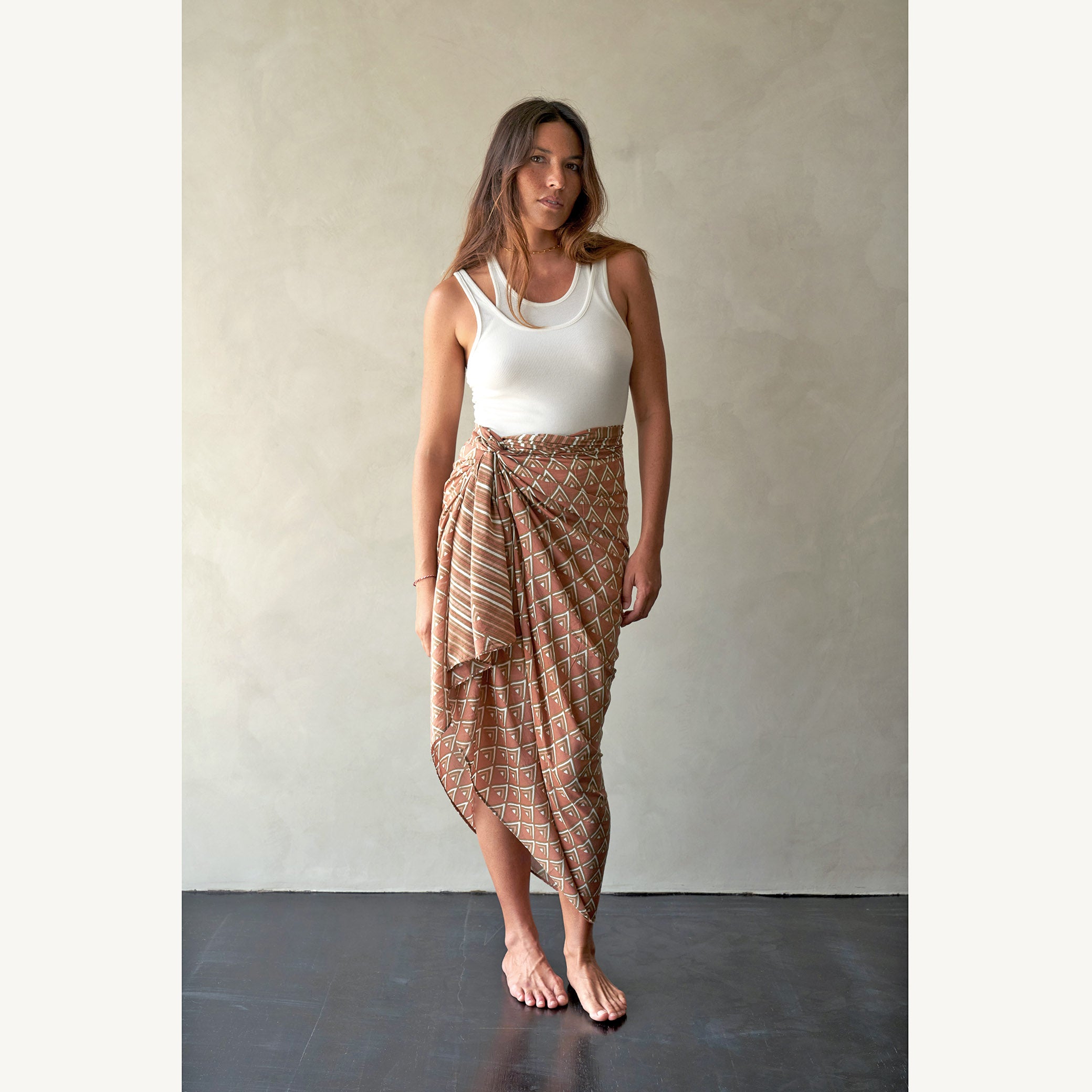 batiqual batik sarong pareo silk-cotton nanas terracotta hand-made