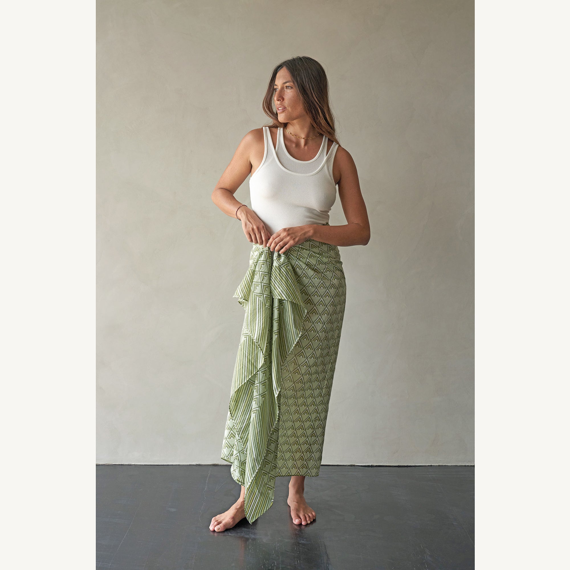 batiqual batik sarong pareo silk-cotton nanas moss hand-made